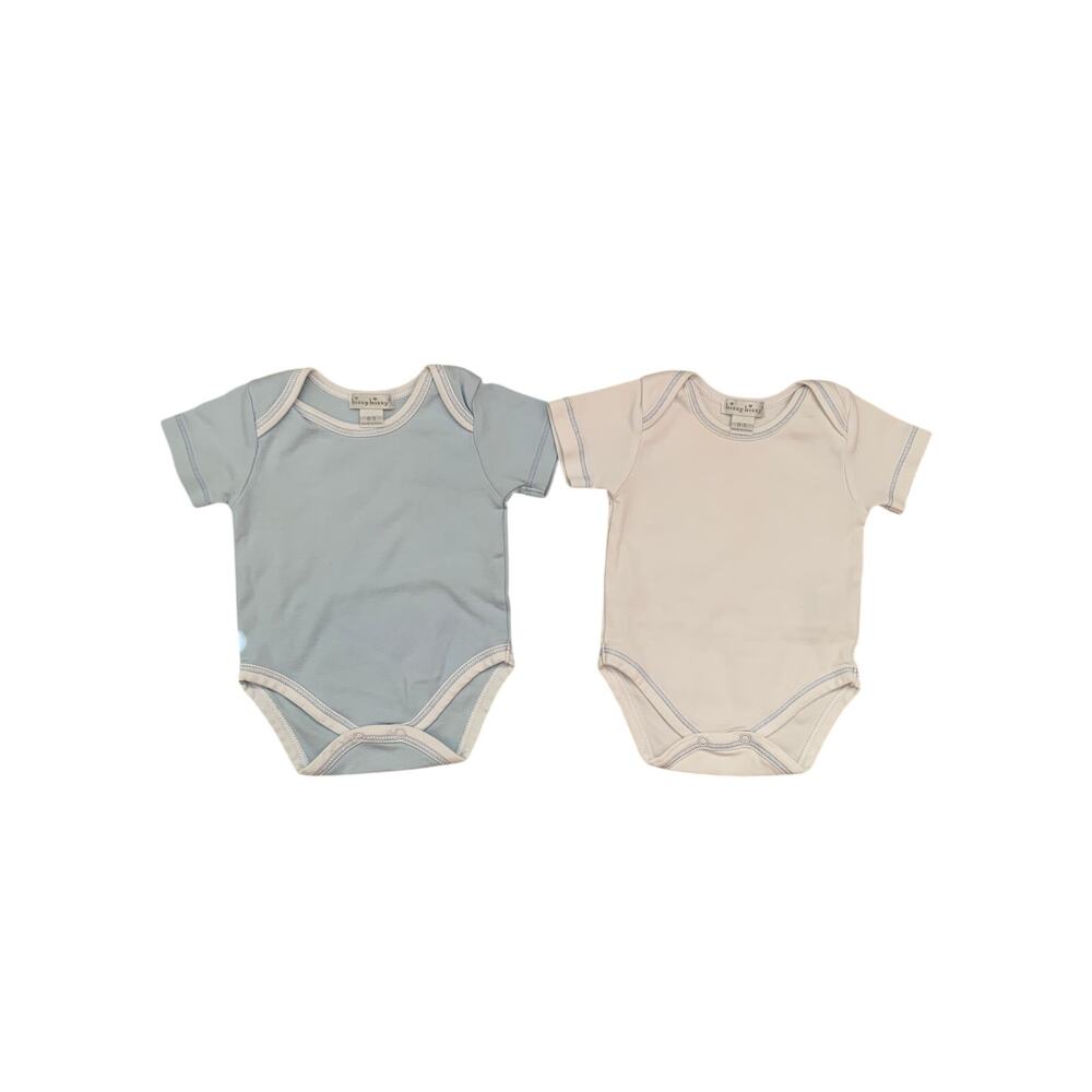 Kissy Kissy 0-3M 100% Pima Cotton Short Sleeve Body Suit One Piece | White/Blue